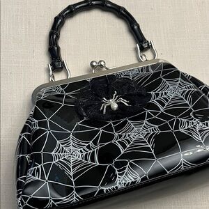 Black Spiderweb Patent Killian Handbag